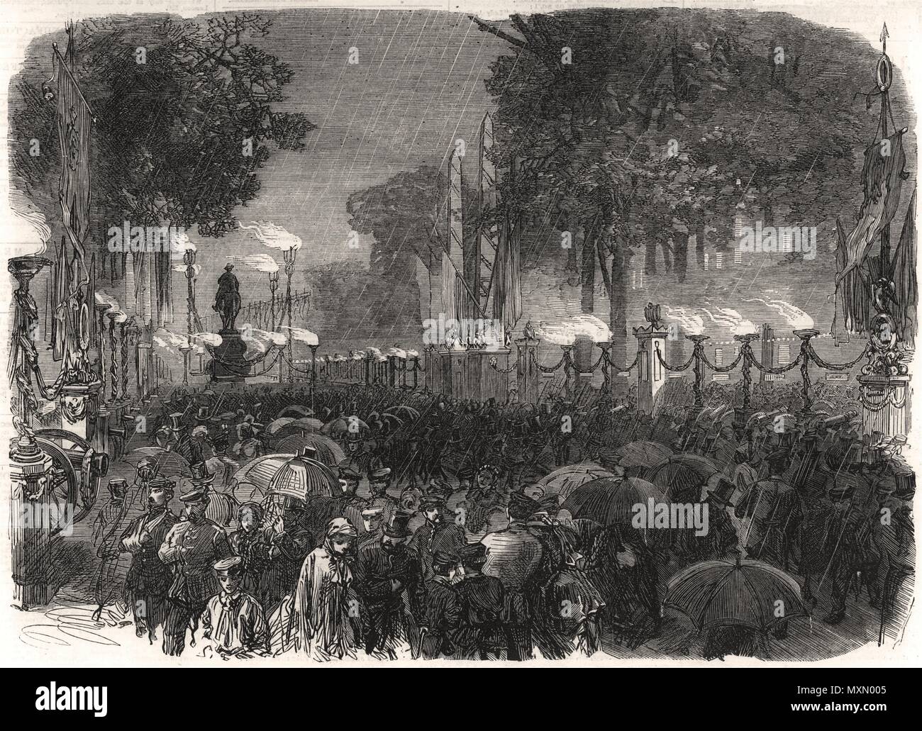 Preußische Festival der Sieg, Berlin Unter den Linden 1866 beleuchtet. Die Illustrated London News Stockfoto