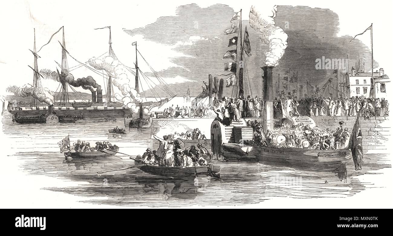 SS Great Britain Dampf-Schiff verlassen Prince's Pier, Liverpool für Australien 1852. Die Illustrated London News Stockfoto
