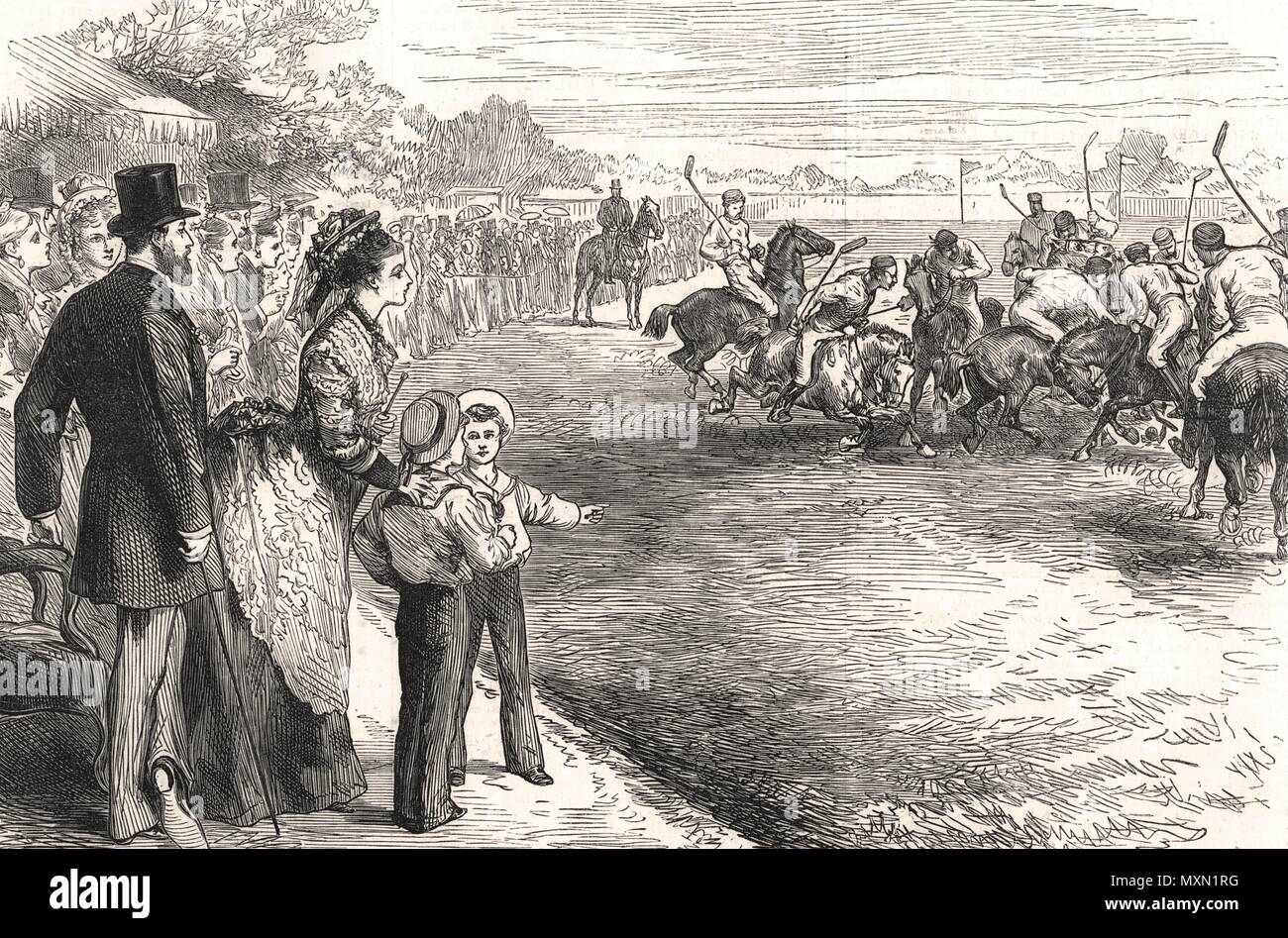 Polo in Hurlingham, bevor der Prinz und die Prinzessin von Wales. London 1875. Die Illustrated London News Stockfoto
