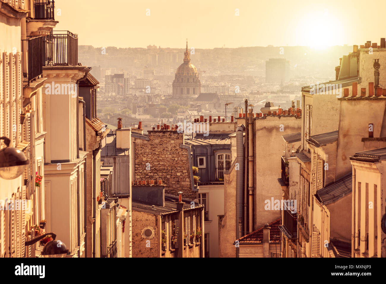 Panorama von Paris, Blick vom Hügel von Montmartre in Paris Frankreich Stockfoto