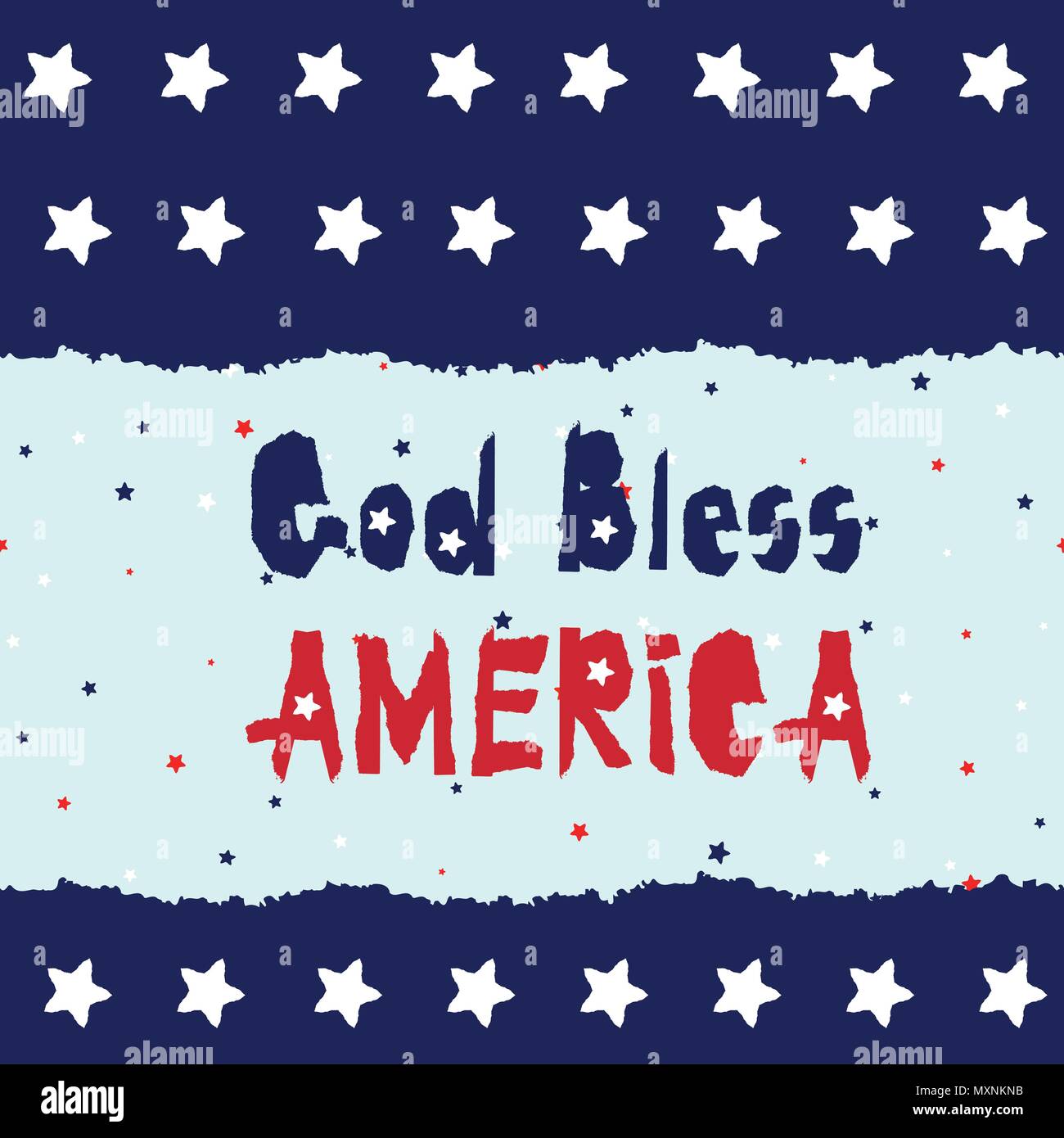 Slogan vector Drucken für Feier Design 4. Juli im Vintage Style auf weißem Hintergrund mit Text Gott segne Amerika. Vector Illustration. American i Stock Vektor