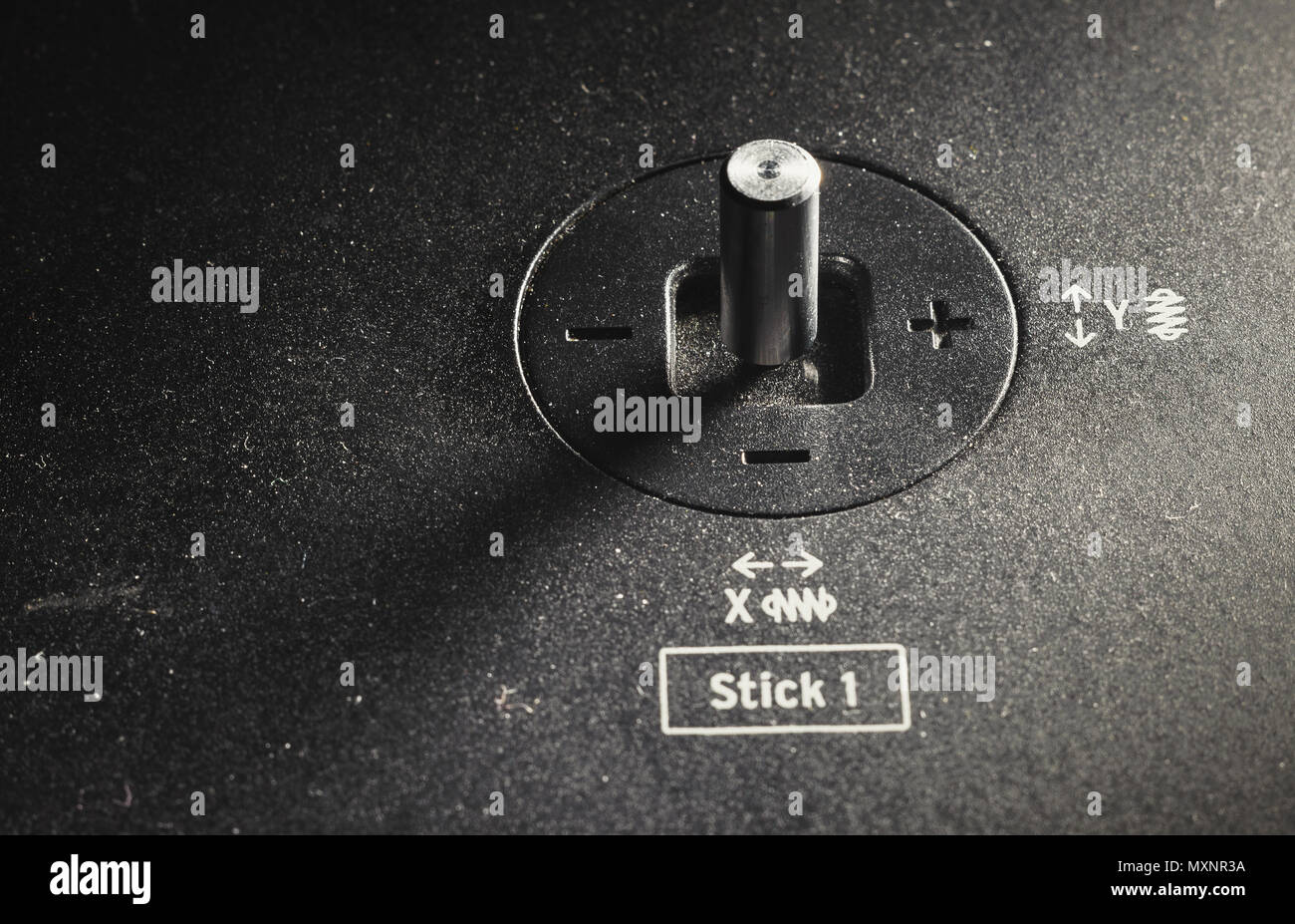 Detailansicht eines Metall controller Stick. Stockfoto