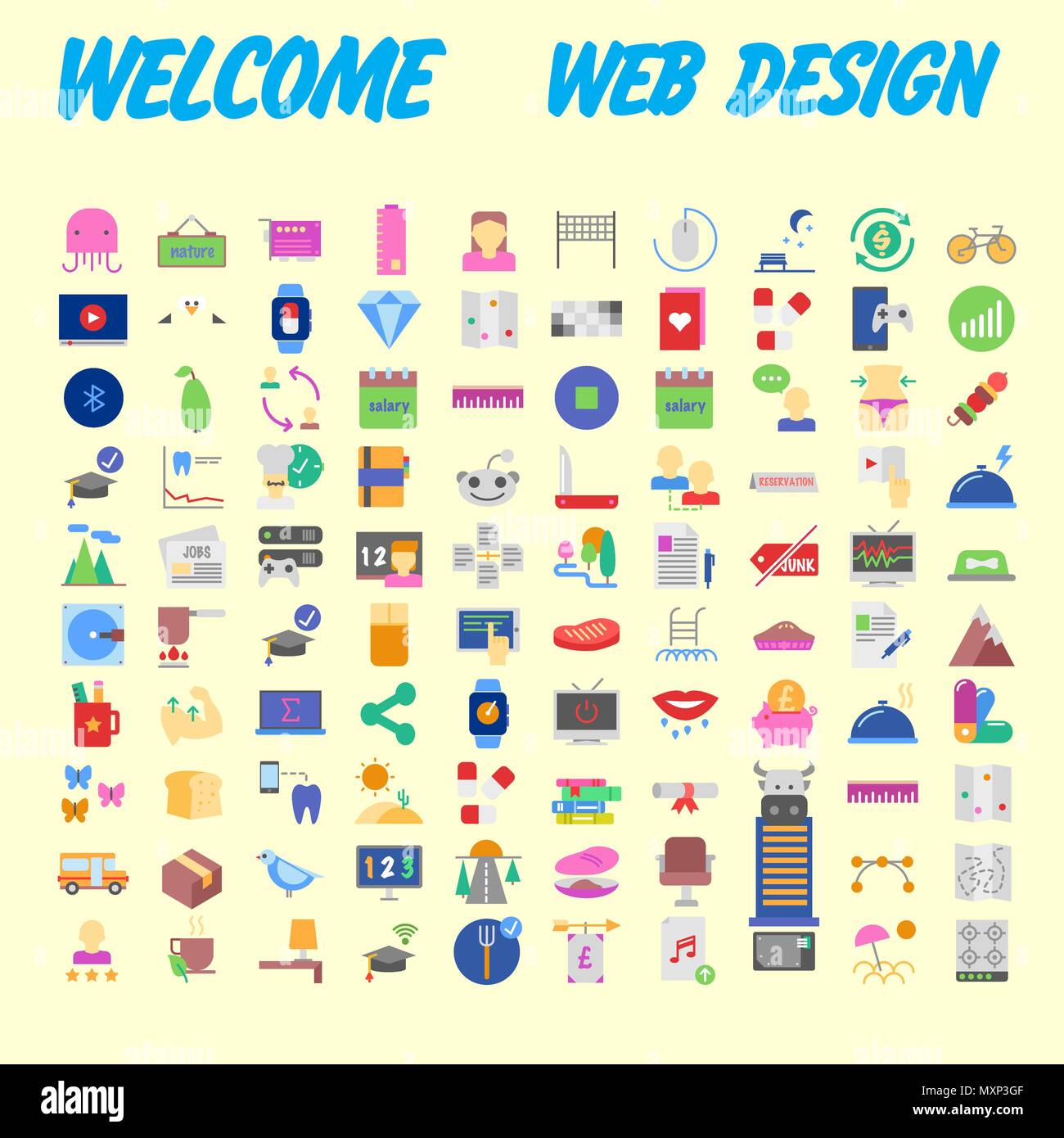 Satz von 100 universal Moderne thin line Symbole für web und mobile. Vector Illustration Stock Vektor