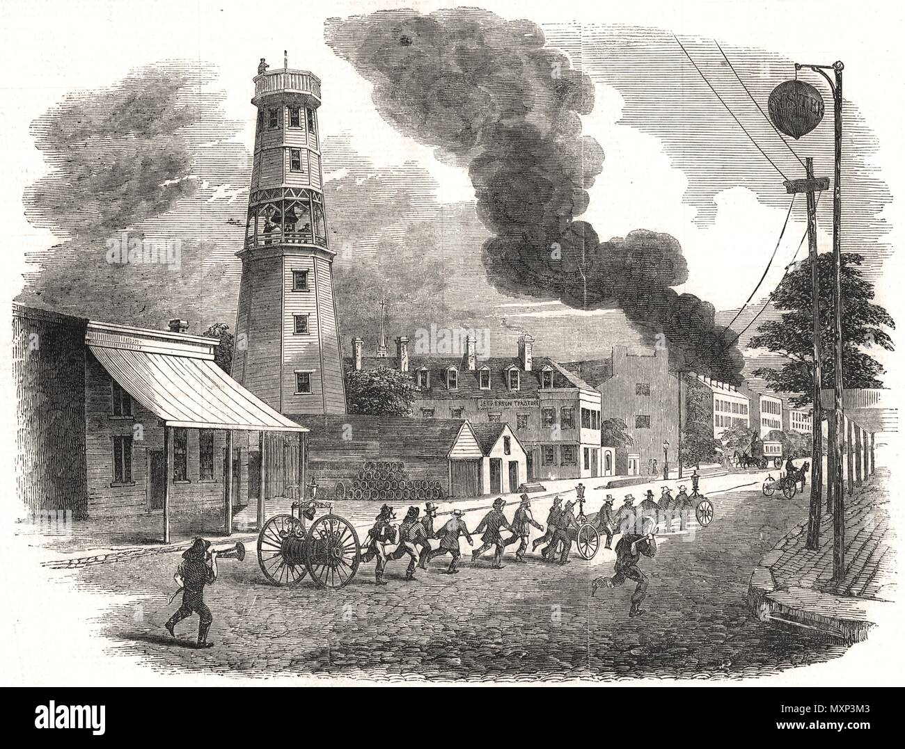 In Cincinnati, USA Fire-Engine. Ohio 1855. Die Illustrated London News Stockfoto