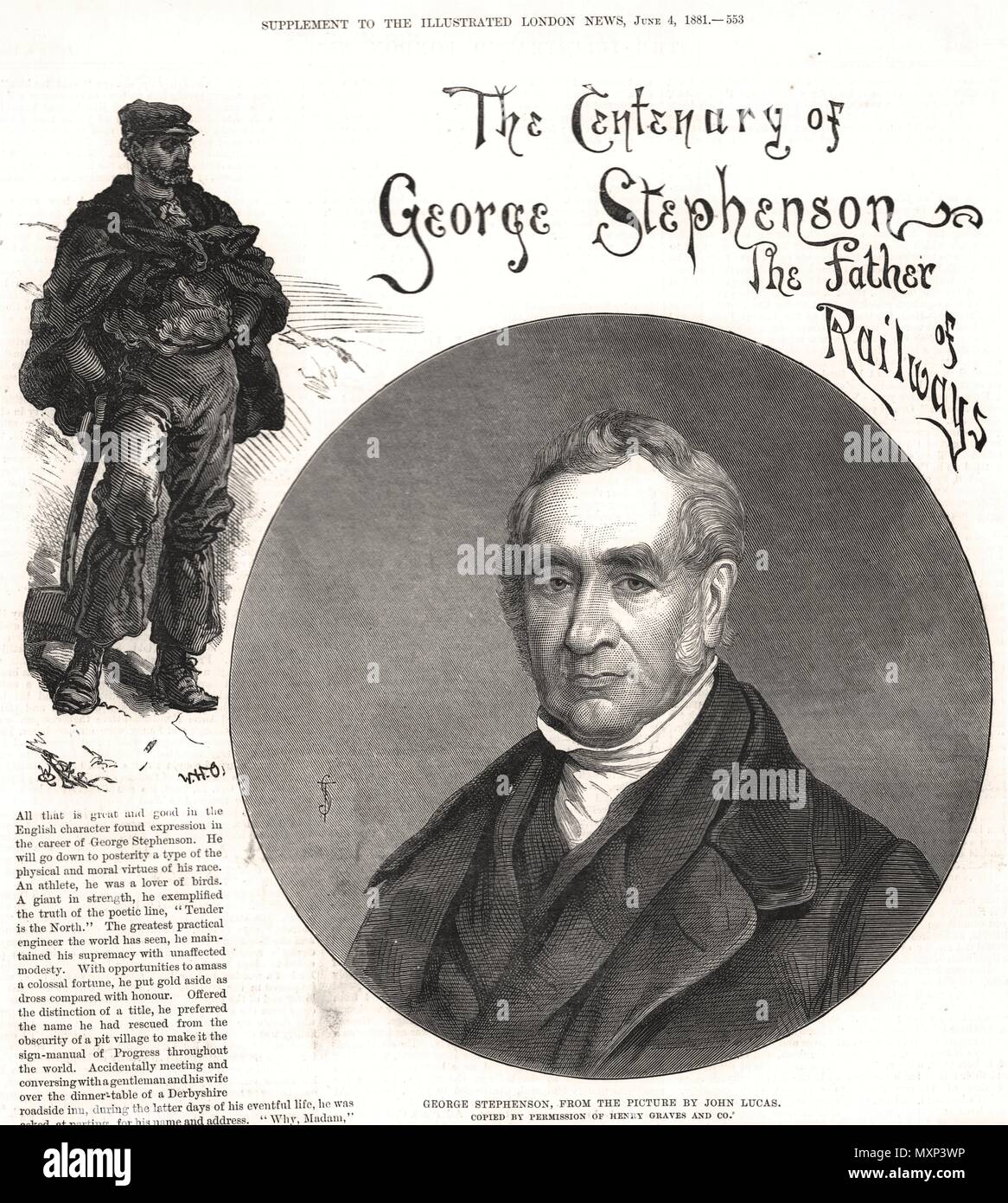 George Stephenson, von John Lucas. Eisenbahn. Northumberland 1881. Die Illustrated London News Stockfoto