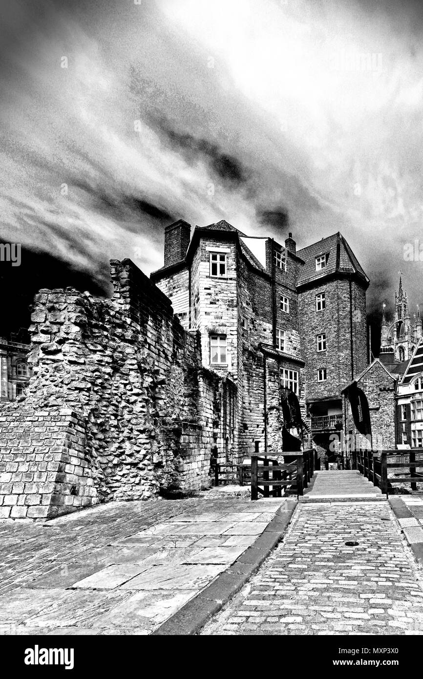 Newcastle upon Tyne schwarzes Tor Museum Schloss Garth und St. Nikolaus Kathedrale Stockfoto