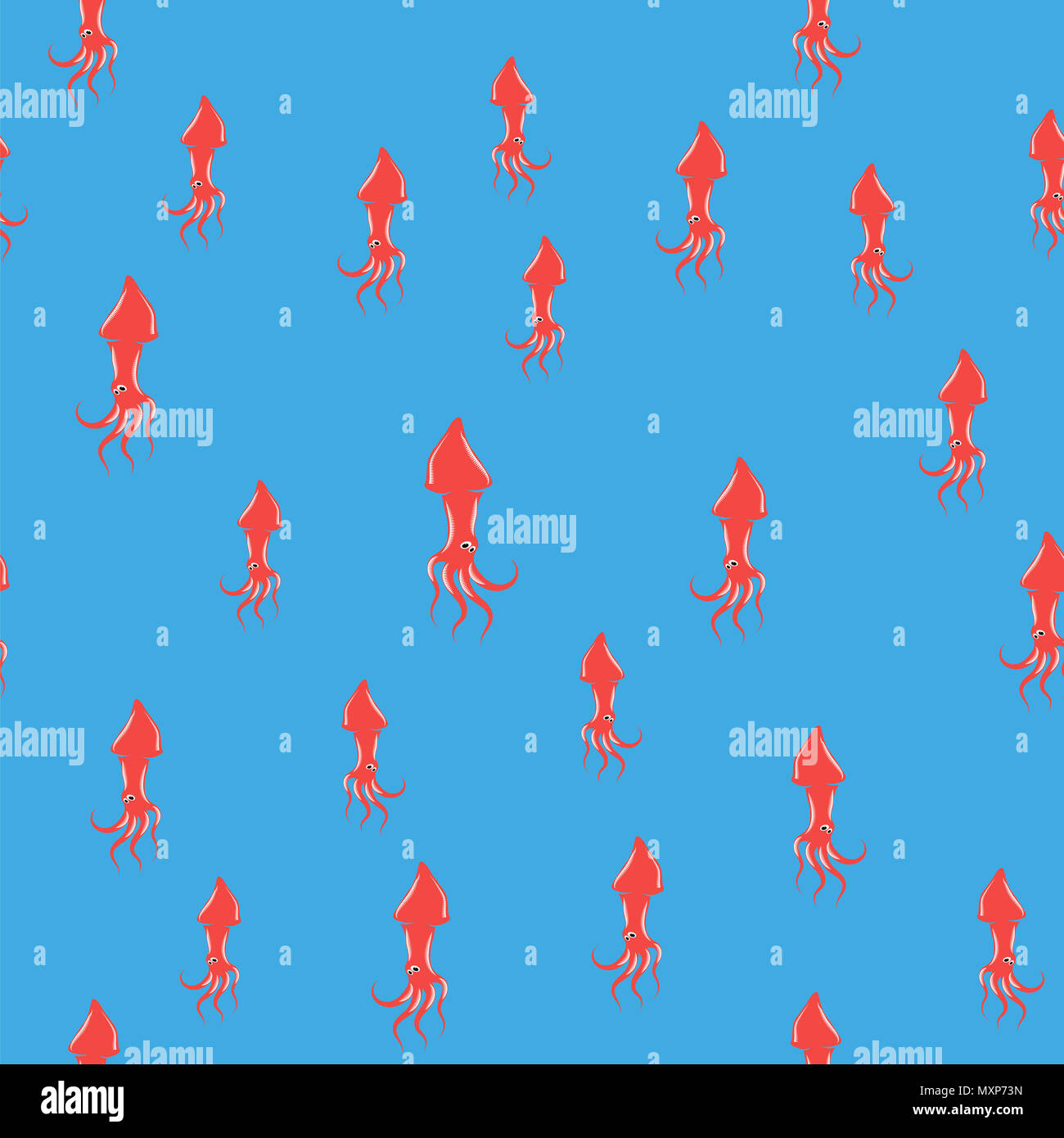 Europäische Squid Silhouette nahtlose Muster. Cute Meeresfrüchte. Tier unter Wasser. Sea Monster Stockfoto