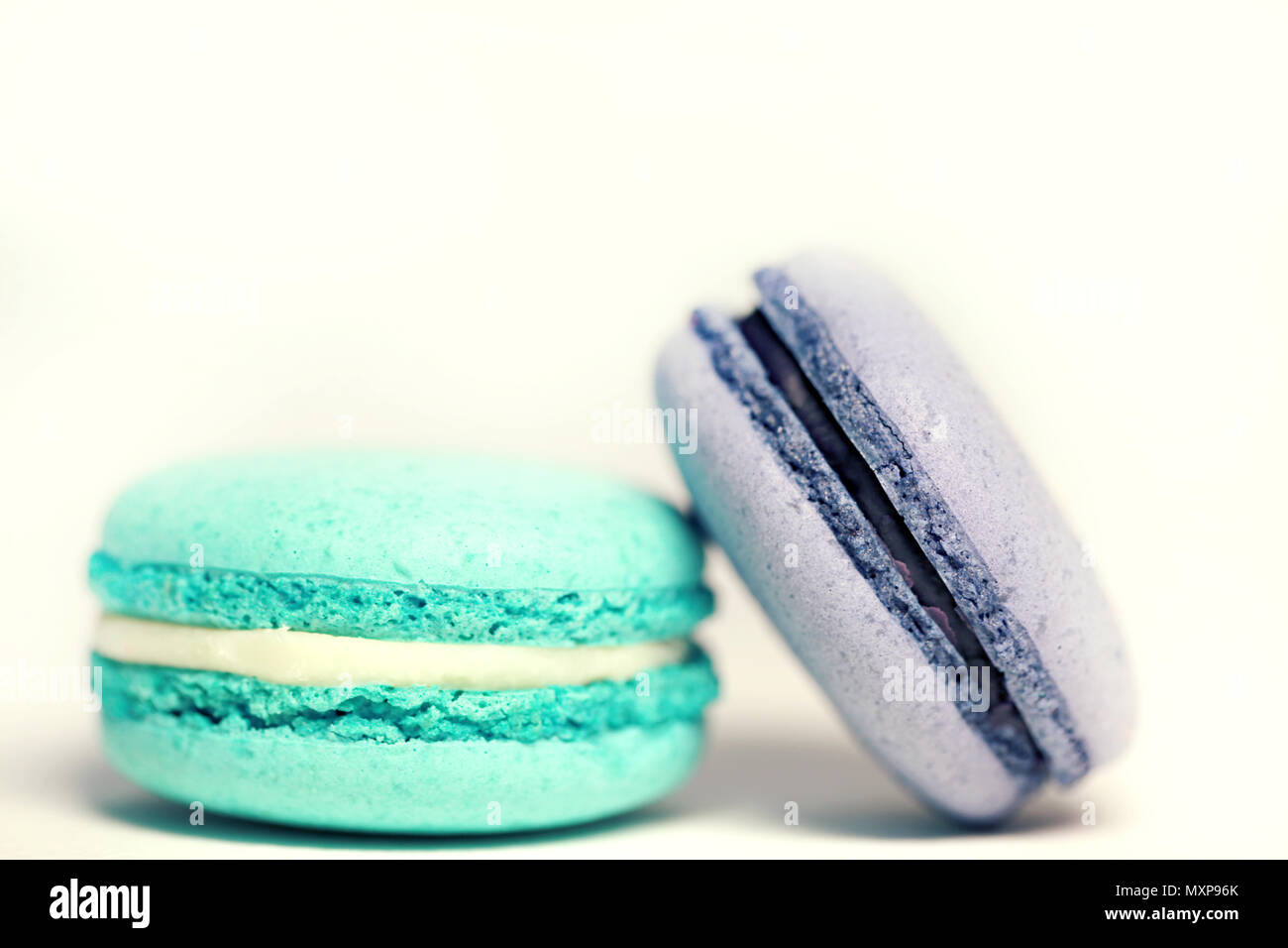 Schöne bunte Makronen essen Foto close up Stockfoto