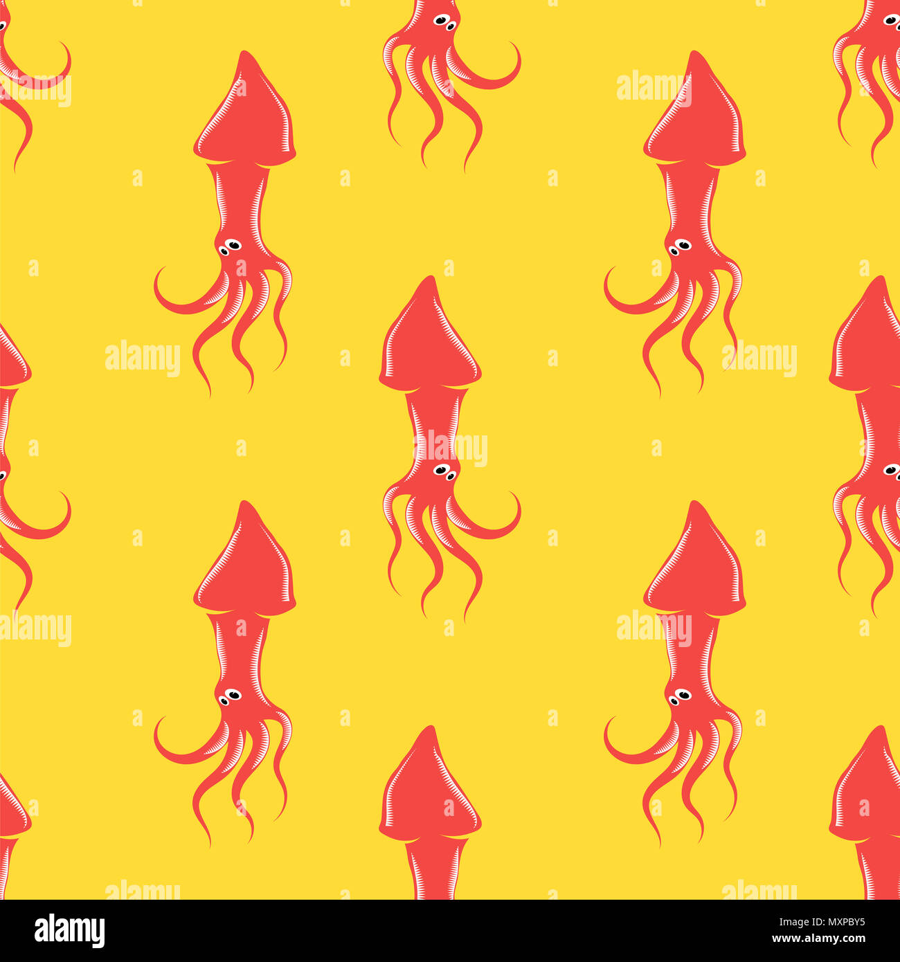 Europäische Squid Silhouette nahtlose Muster. Cute Meeresfrüchte. Tier unter Wasser. Sea Monster Stockfoto