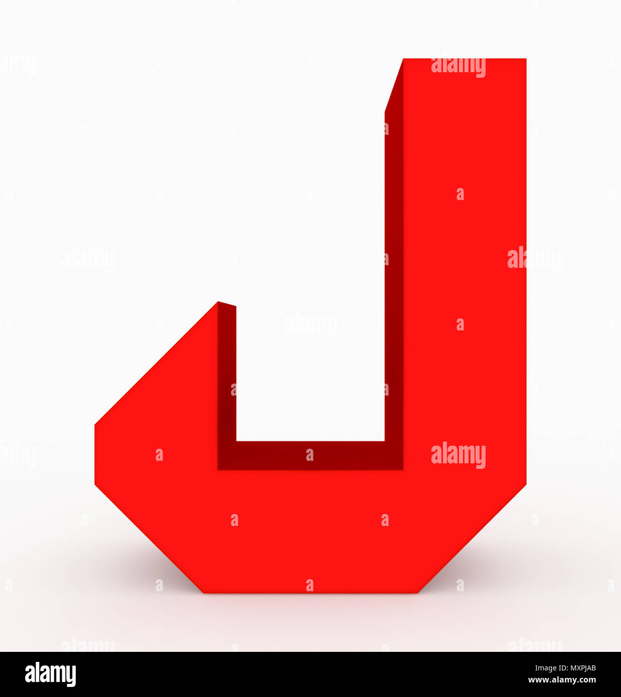 Buchstabe J3d3 Rot isoliert auf Weiss - 3D-Rendering Stockfoto