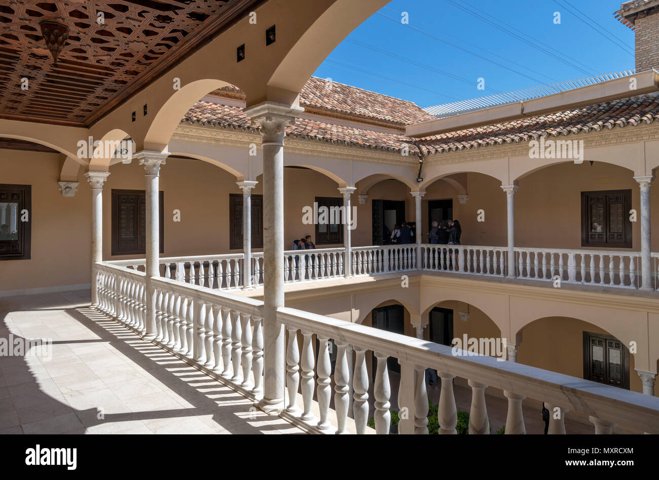 Terrasse im Picasso Museum, Malaga, Costa del Sol, Andalusien, Spanien Stockfoto