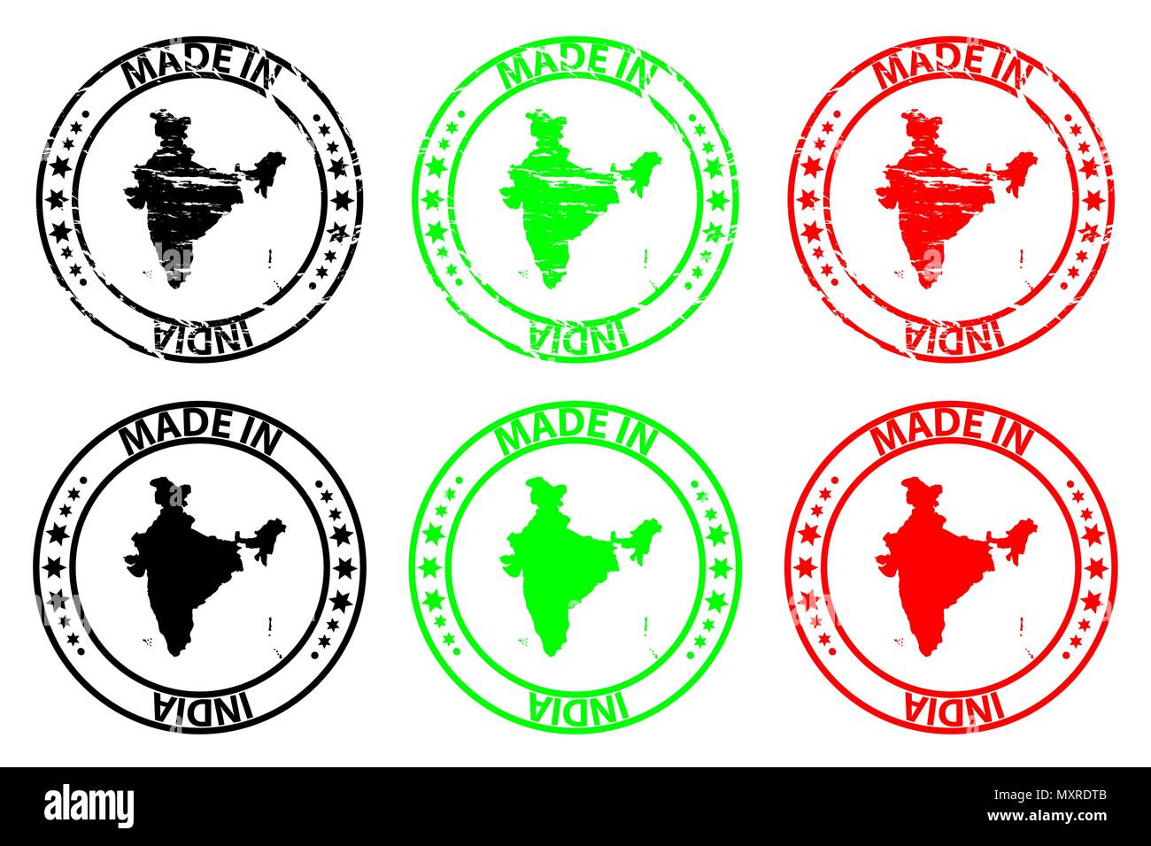 In Indien - Stempel - Vektor, Republik Indien Karte Muster - Schwarz, Grün und Rot Stock Vektor