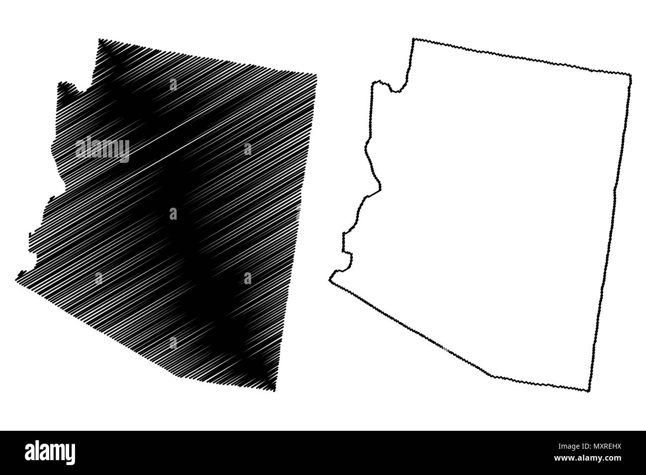 Arizona map Vektor-illustration, kritzeln Skizze Arizona Karte Stock Vektor