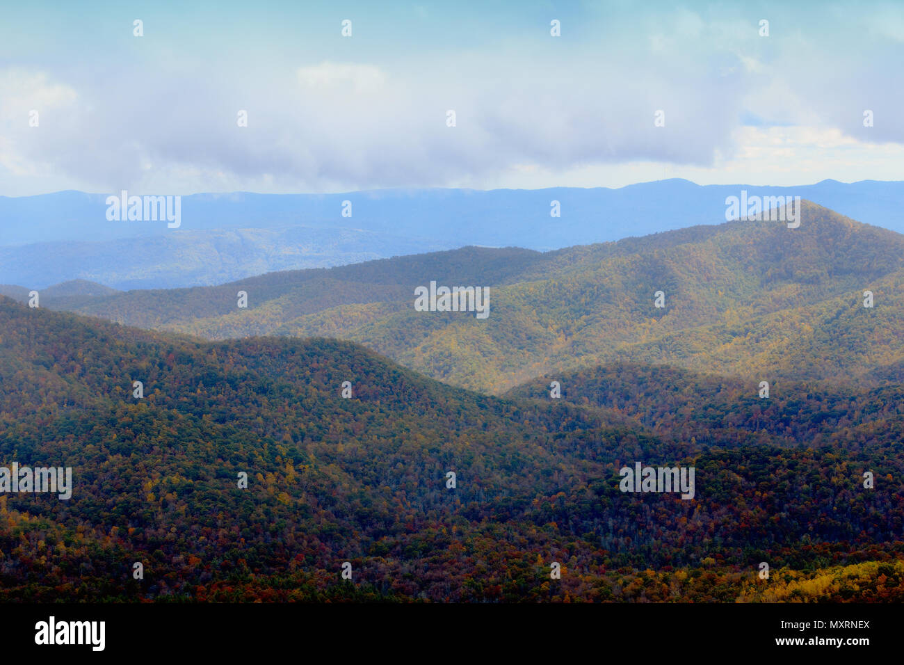 Blue Ridge Mountains in der Nähe von Mount Pisgah Stockfoto