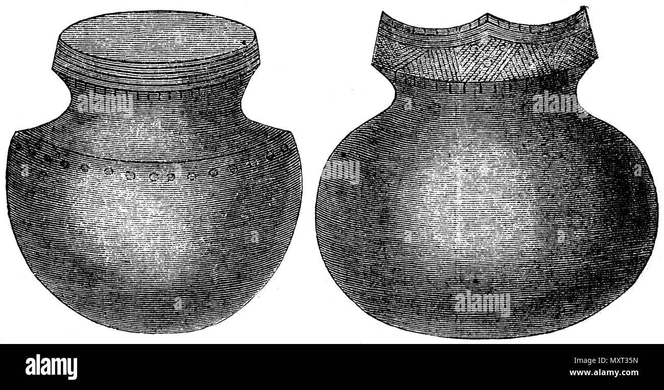 Indische Beerdigung Urnen von Prescott. Nach den Veröffentlichungen des amithsonian Institution''', 1874 Stockfoto