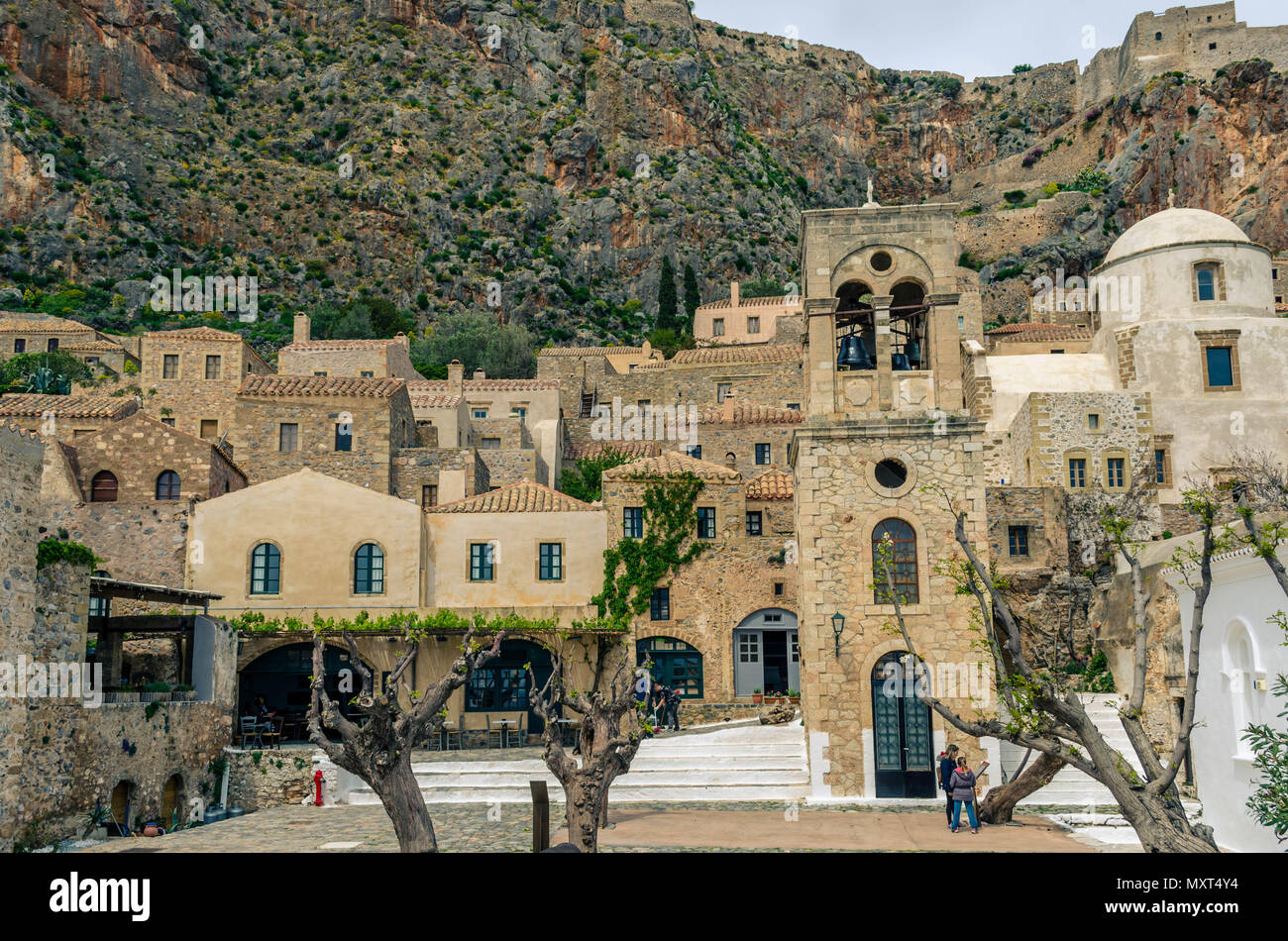 Blick auf die mittelalterliche Burg von Monemvasia Stockfoto