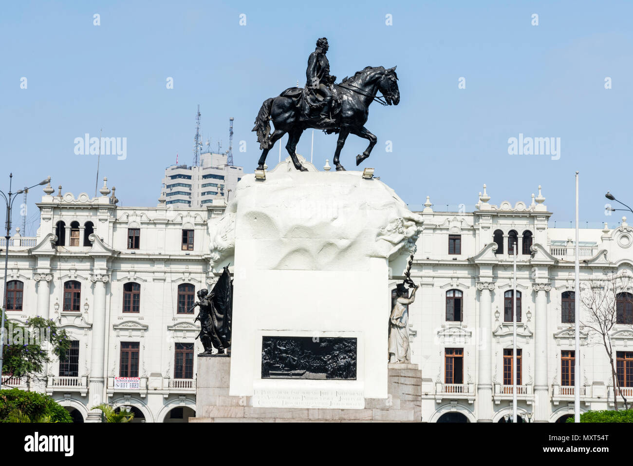 Plaza de San Martín und Denkmal für José de San Martín. Lima, Peru. Stockfoto