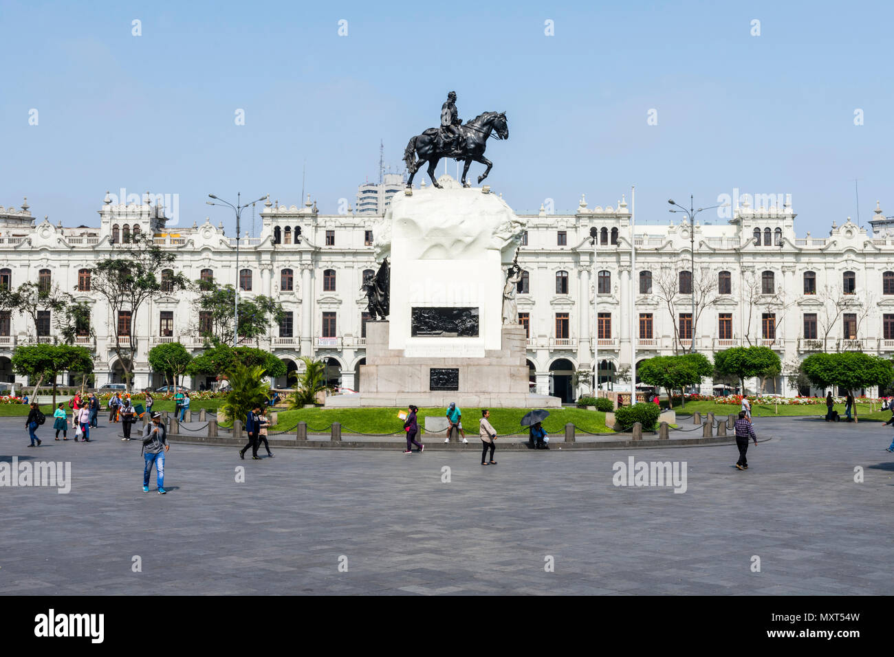 Plaza de San Martín und Denkmal für José de San Martín. Lima, Peru. Stockfoto