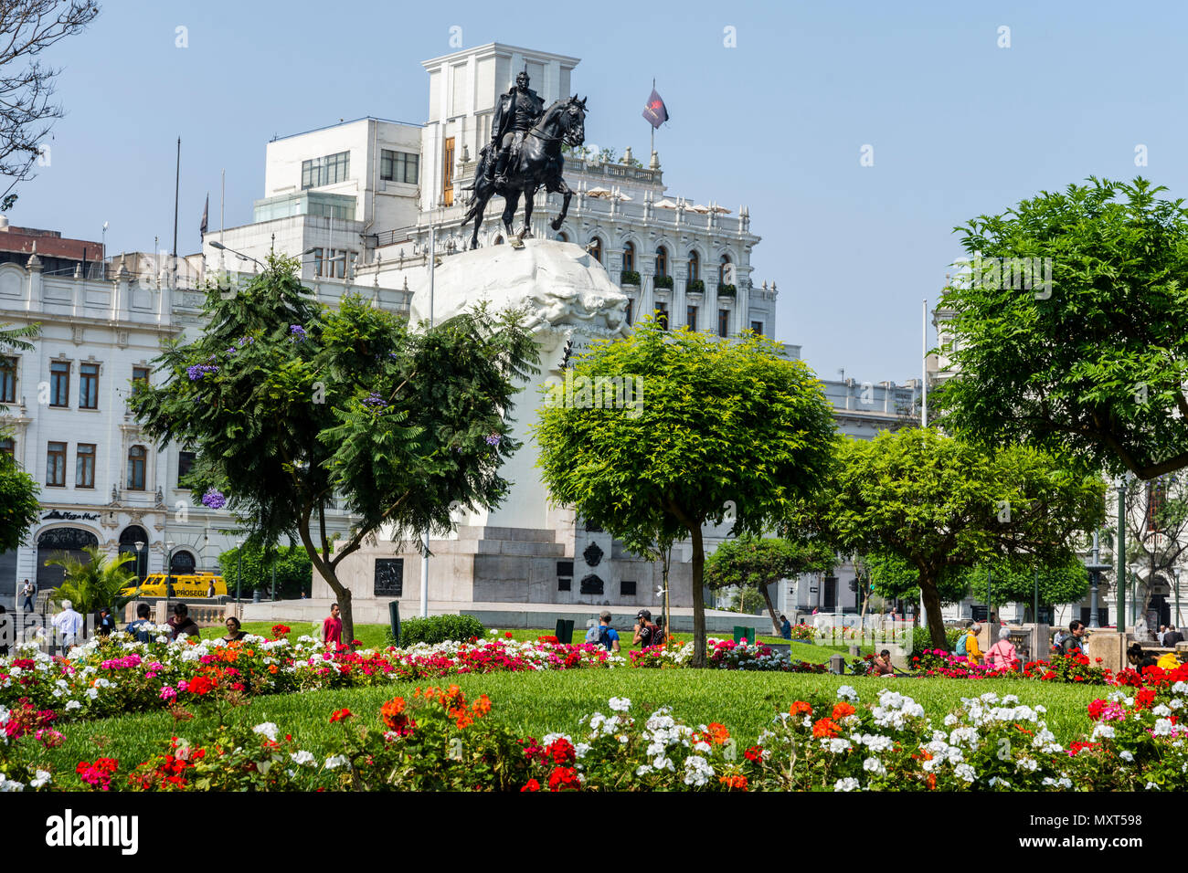 Plaza de San Martín und Denkmal für José de San Martín. Lima, Peru. Stockfoto