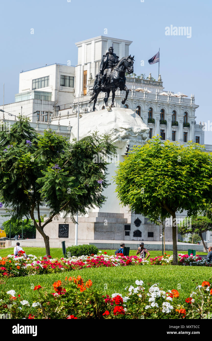 Plaza de San Martín und Denkmal für José de San Martín. Lima, Peru. Stockfoto