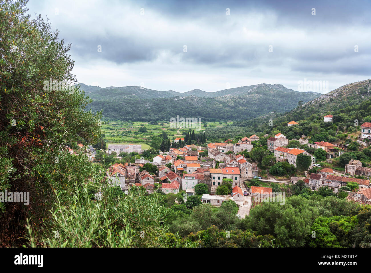 Die Stadt Lastovo auf der gleichnamigen Insel, Grafschaft Dubrovnik-Neretva, Kroatien Stockfoto