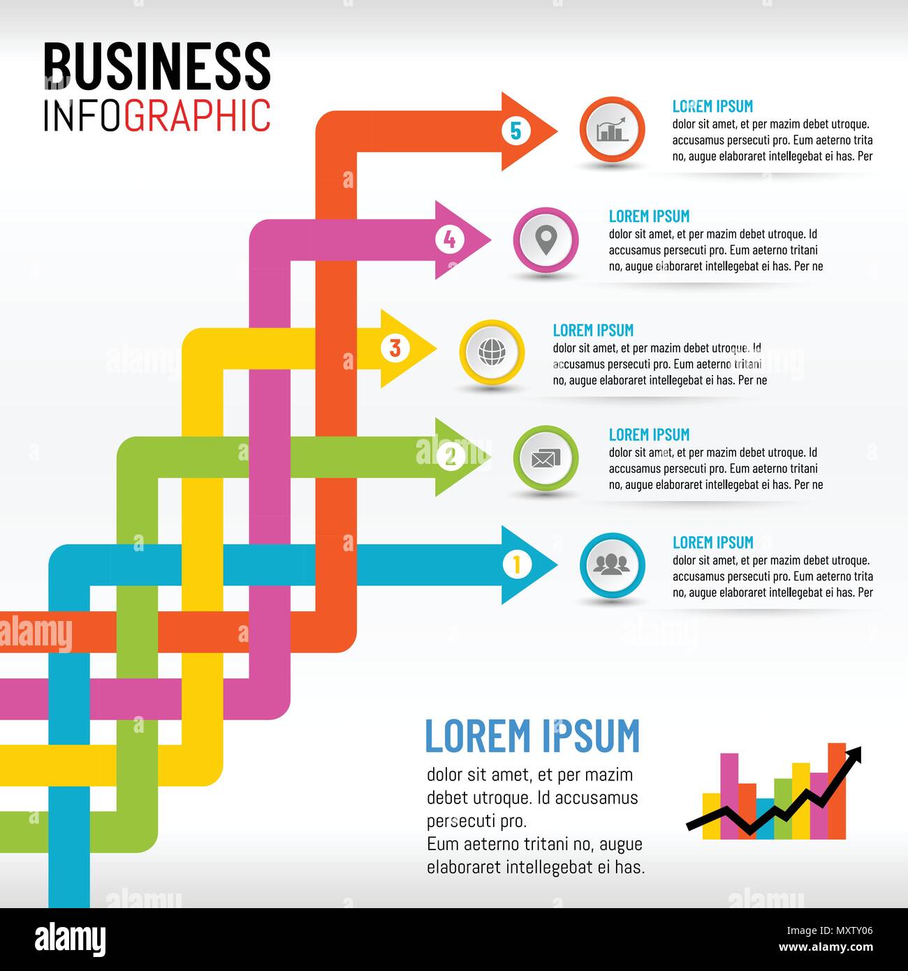 Vector Illustration für business Infografik template layout Einschlag- Pfeil Design für Präsentation, Business Meeting, Marketing, netzgemeinschaften arbeiten Stock Vektor