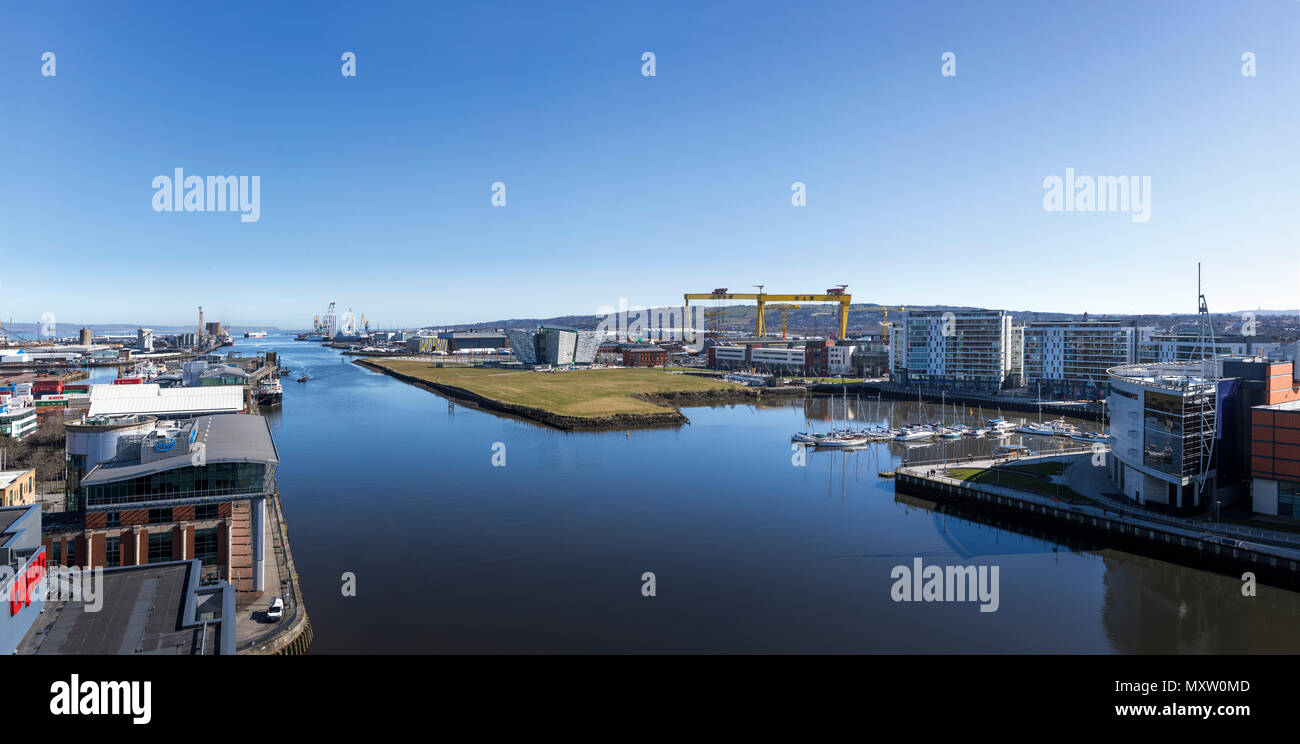 Blick über Belfast Blick nach Norden auf den Hafen Stockfoto