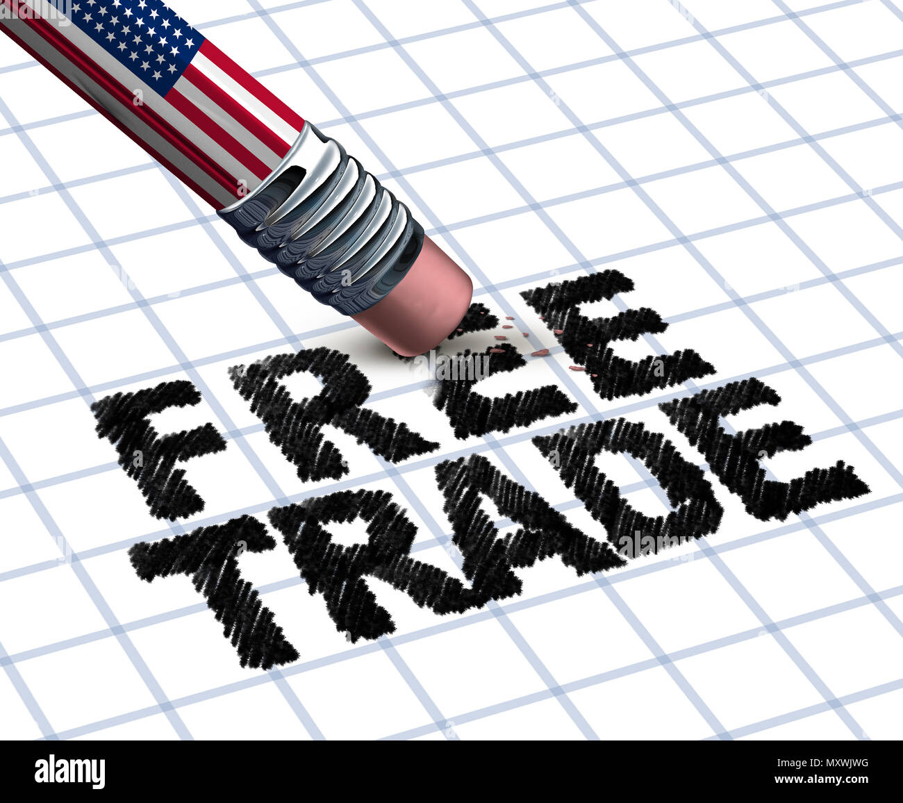 United States Rückzug aus den freien Handel Politik als amerikanischen wirtschaftlichen Protektionismus als 3D-Darstellung. Stockfoto