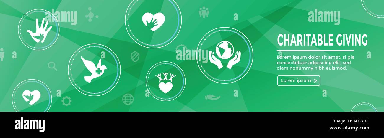 Liebe und Arbeit - Spenden Web Banner - Icon Set Stock Vektor