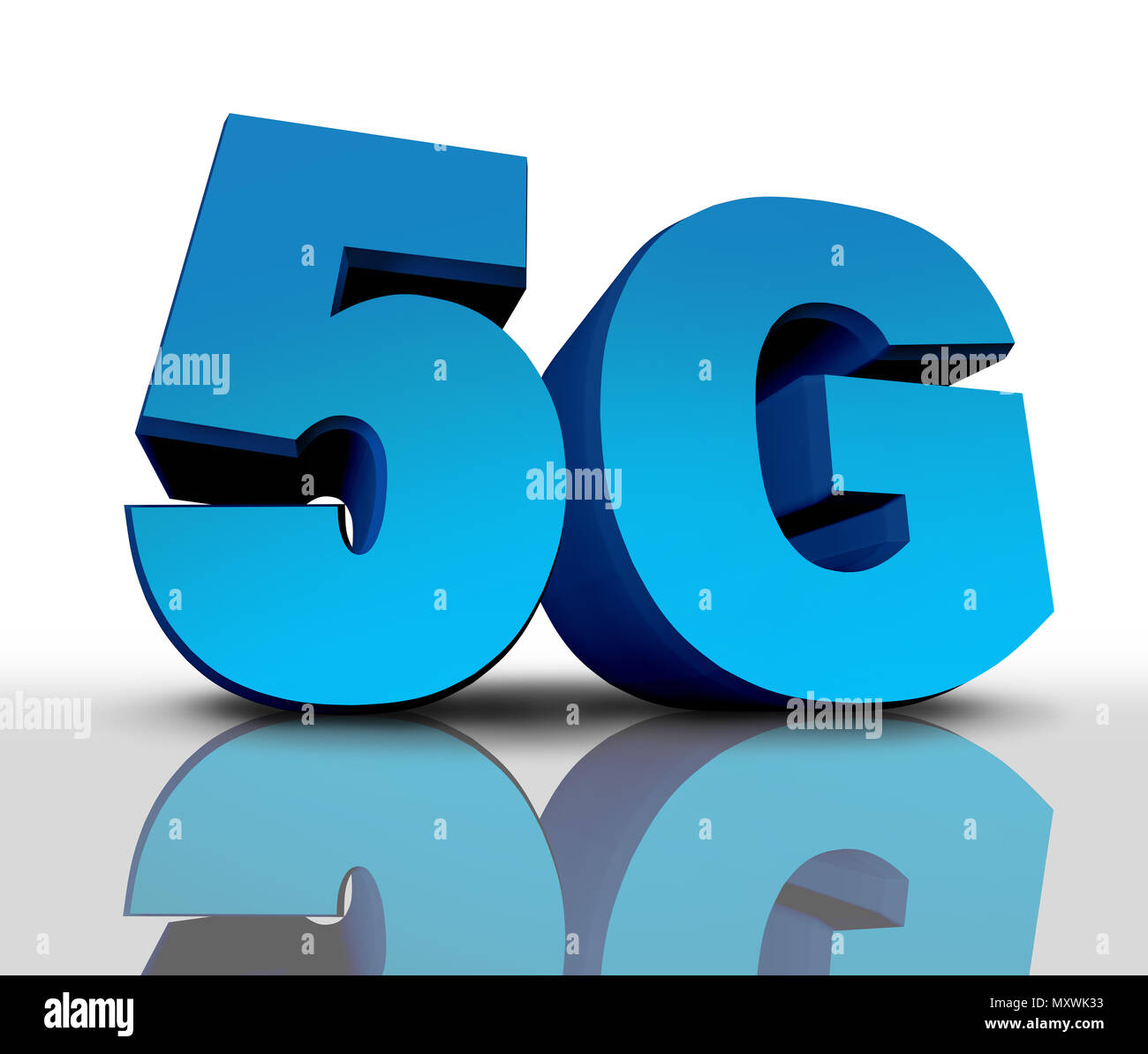 5G-Netzwerk symbol Wireless System als schneller Telekommunikation wlan Mobilfunktechnologie als 3D-Darstellung. Stockfoto