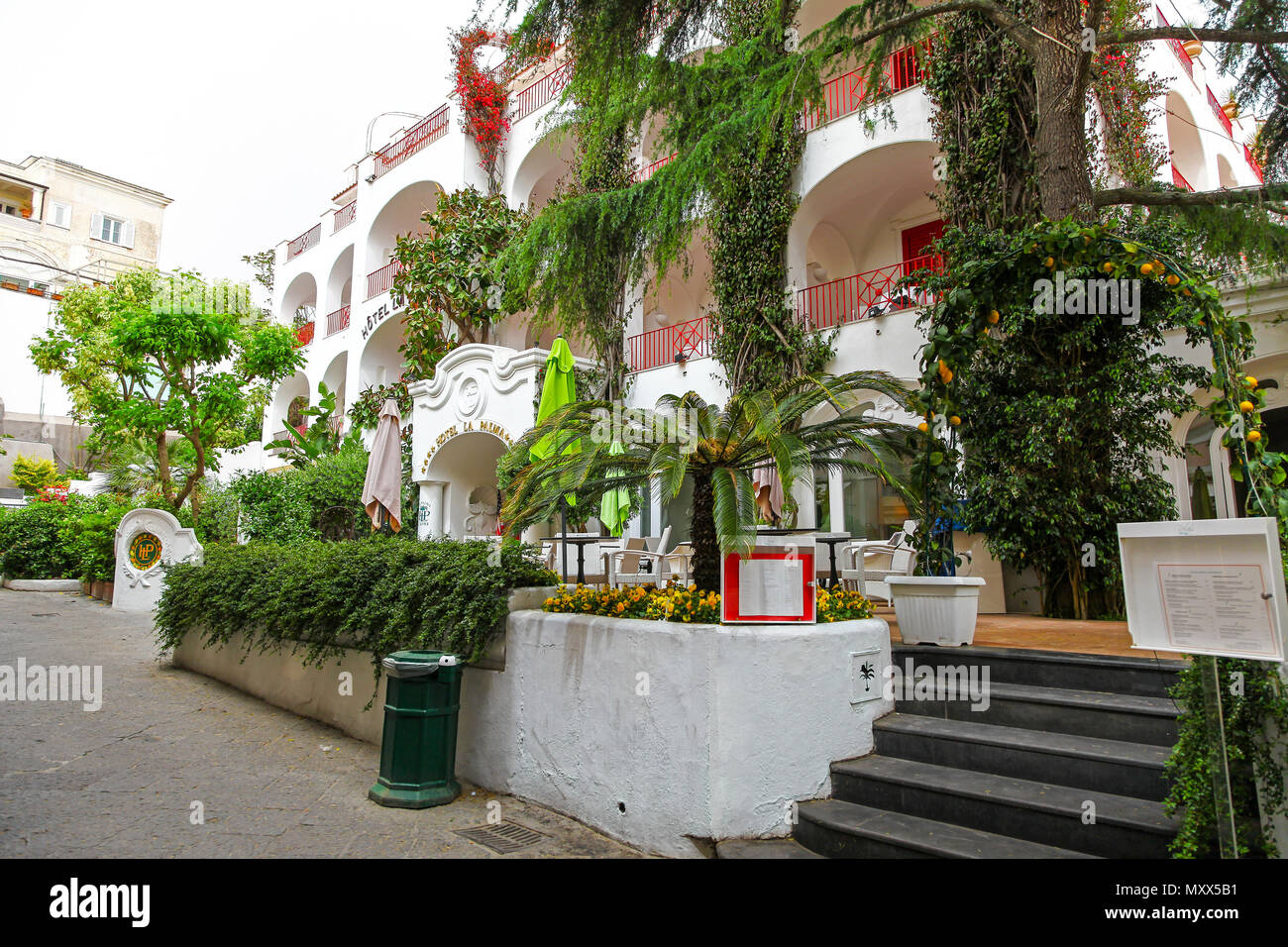 Hotel La Palma in der Via Vittorio Emanuele auf der Insel Capri, Italien Stockfoto