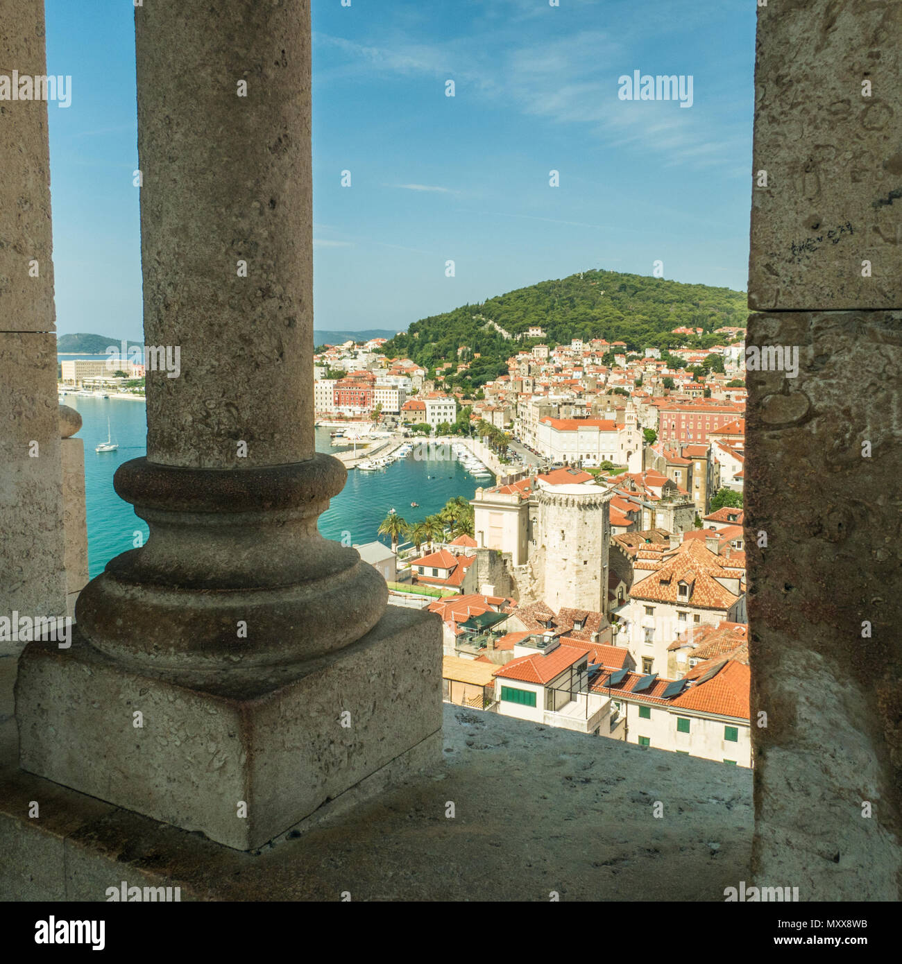 Blick vom Glockenturm der Kathedrale des Heiligen Domnius Split, Kroatien Stockfoto