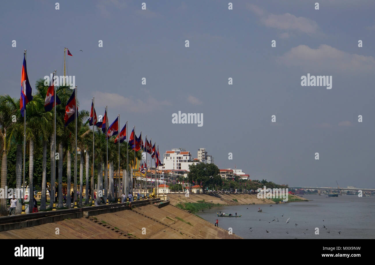 Der Tonle Sap Fluss in Phnom Penh, Kambodscha Stockfoto