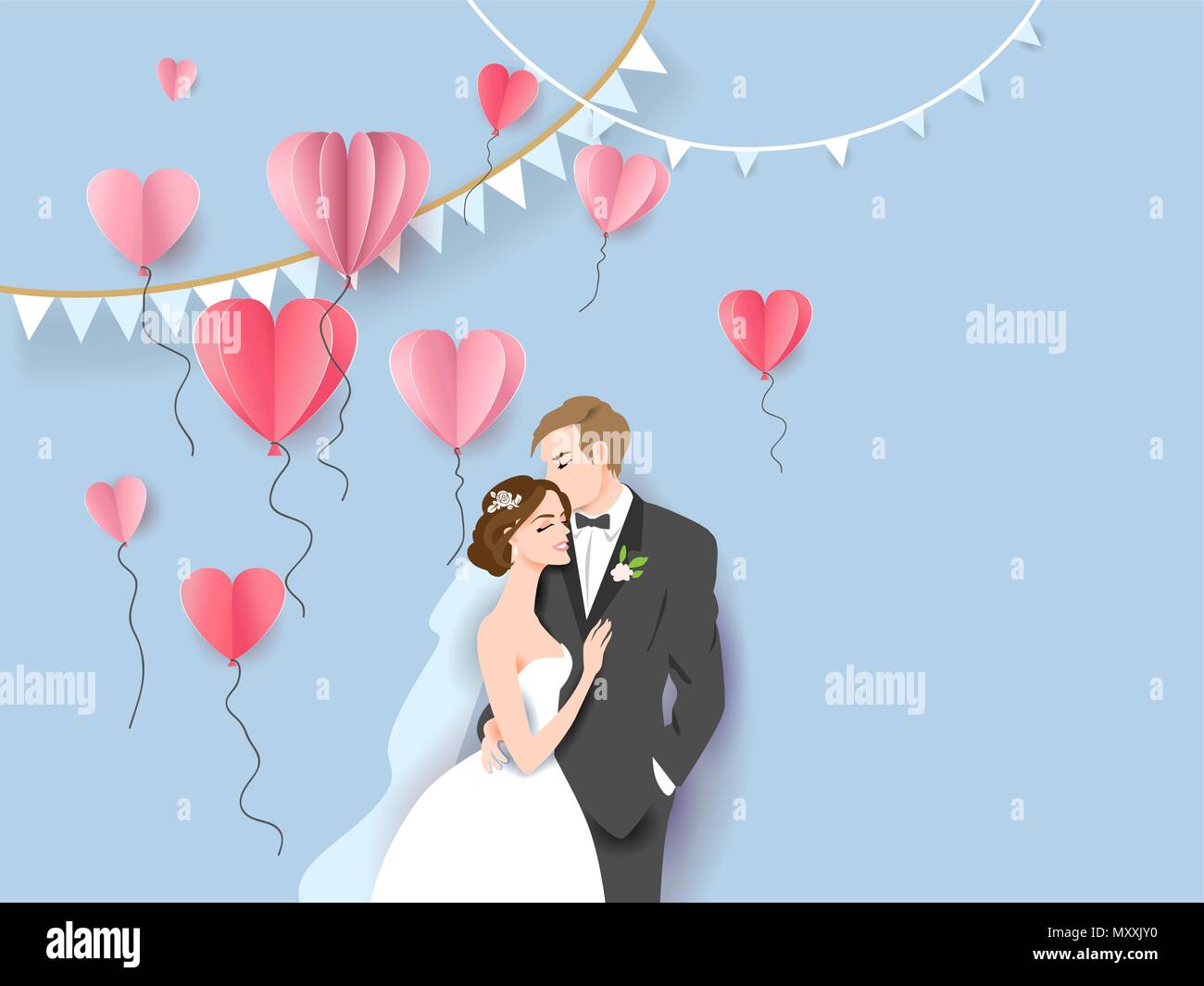 Happy Abbildung: Braut und Bräutigam Stock Vektor