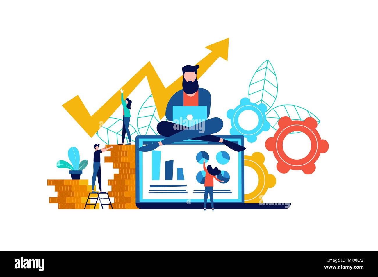 Internet Business Abbildung, Laptop app erfolg konzept. Online Finanzen und Geld management Idee. EPS 10 Vektor. Stock Vektor