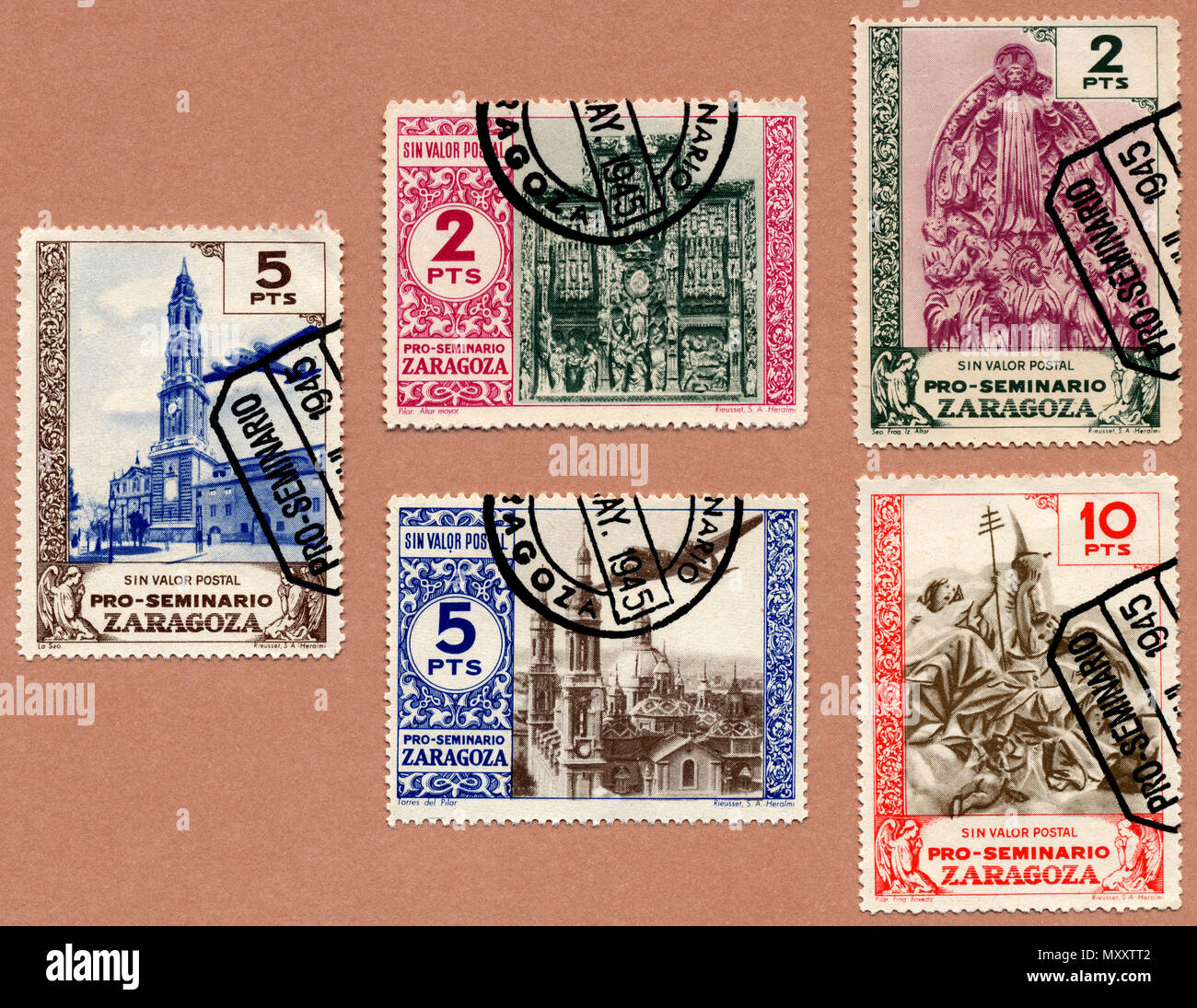 Sammlung von Saragossa Liebe Briefmarken (nicht für Porto) Stockfoto