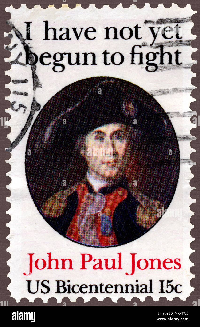 John Paul Jones Seeheld Zitat Briefmarke Stockfoto