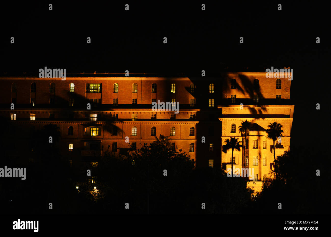 Der berühmte König David Hotel in der Nacht. Stockfoto