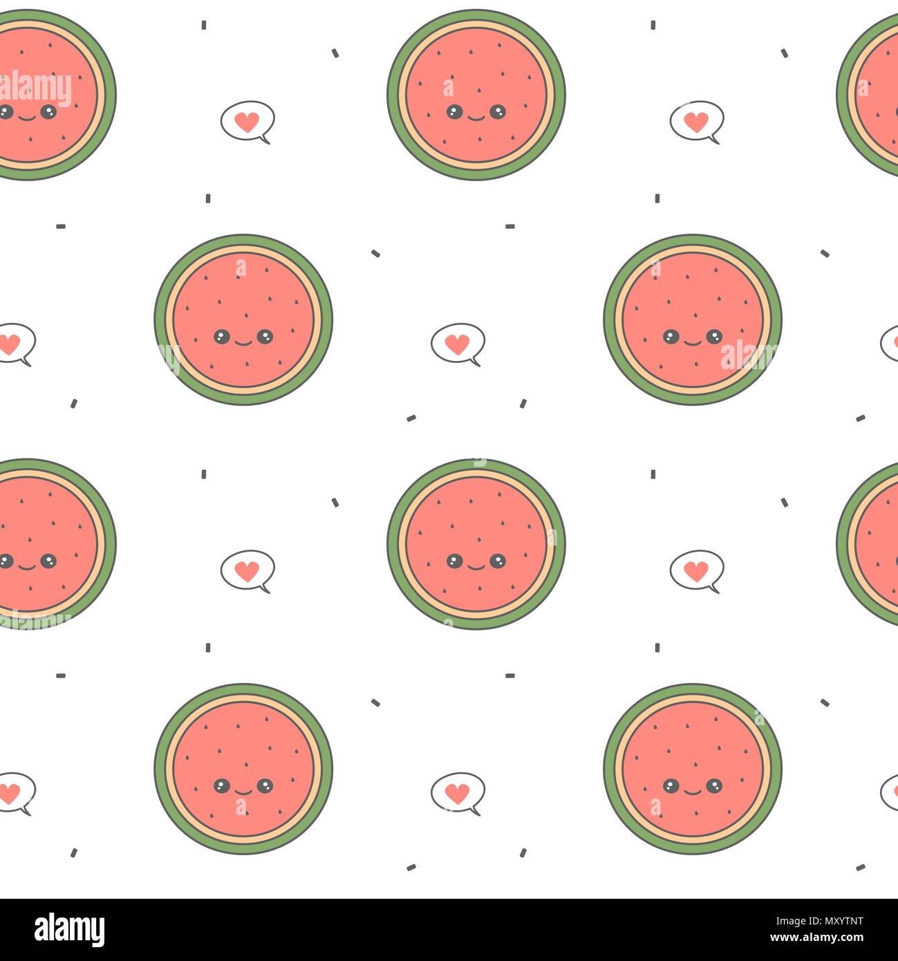 Cute cartoon Wassermelone nahtlose Vektor Muster hintergrund abbildung Stock Vektor