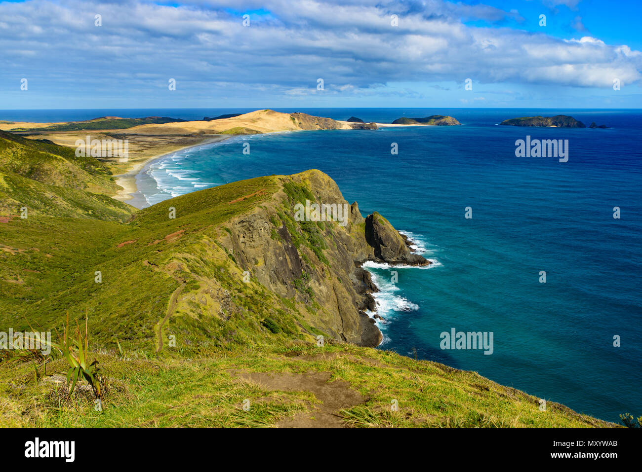 Cape Reinga Küste, North Island, Neuseeland Stockfoto