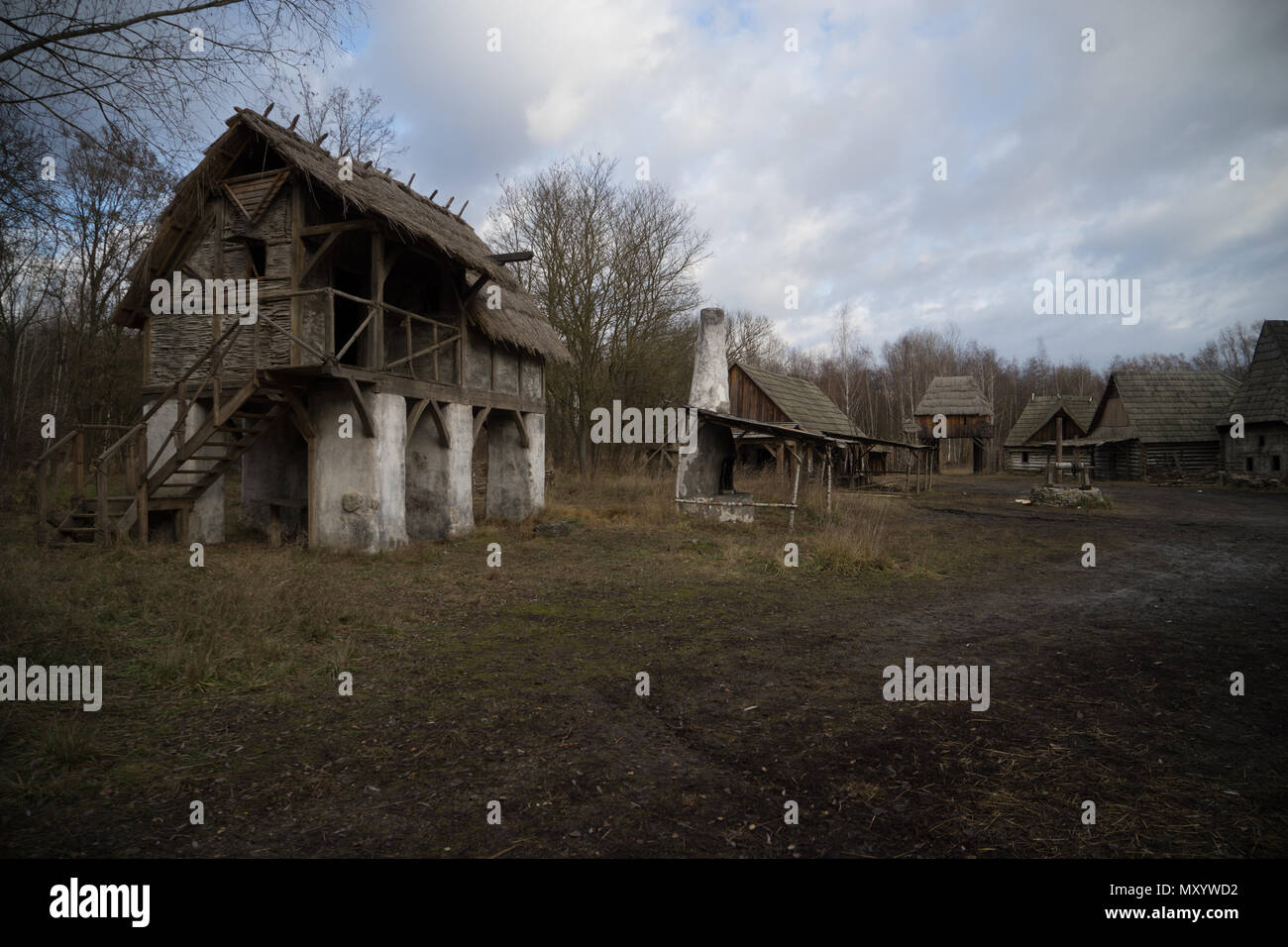 Mittelalterliches Dorf, Prag, Tschechische Republik aufgegeben. Stockfoto