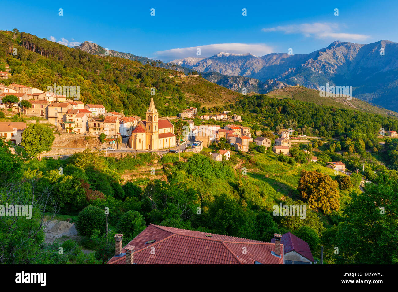 Dorf von Ghisoni, Korsika, Frankreich Stockfoto
