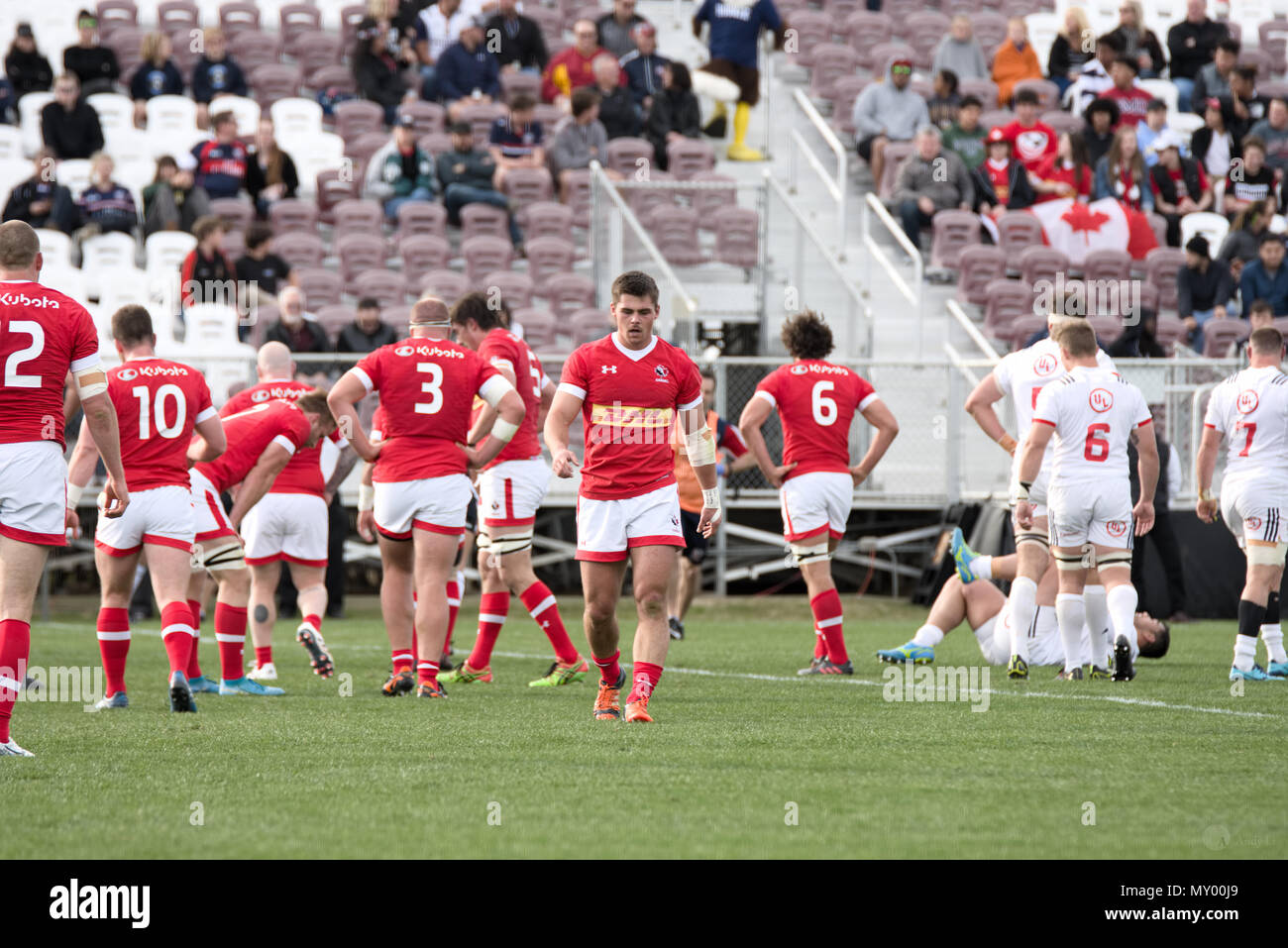 Sacramento, USA, 10. Februar 2018. Herren Meisterschaft USA Rugby vs Kanada die Männer USA Rugby vs Canada Meisterschaft Match am Papa Murphy Par Stockfoto