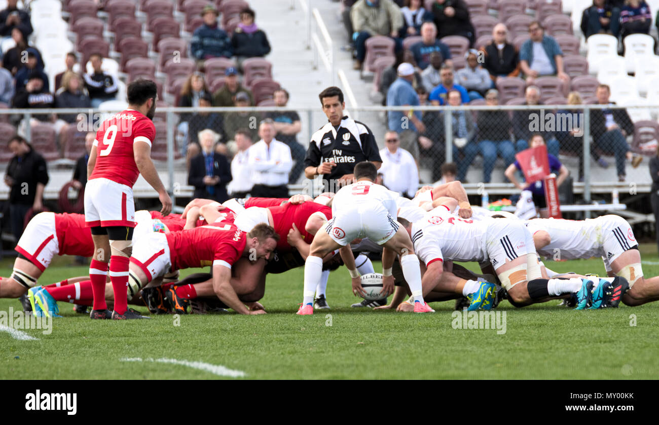 Sacramento, USA, 10. Februar 2018. Herren Meisterschaft USA Rugby vs Kanada die Männer USA Rugby vs Canada Meisterschaft Match am Papa Murphy Par Stockfoto