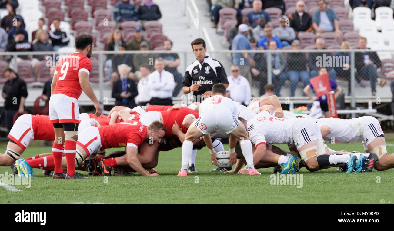 Sacramento, USA, 10. Februar 2018. Herren Meisterschaft USA Rugby vs Kanada die Männer USA Rugby vs Canada Meisterschaft Match am Papa Murphy Par Stockfoto