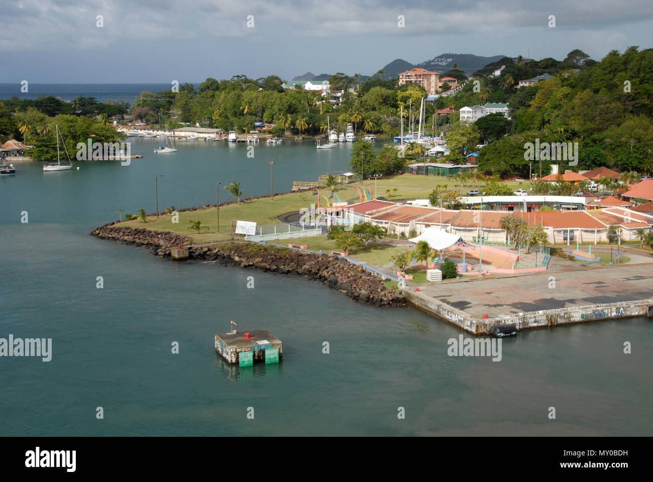 Verlassen des Liegeplatzes, St. Lucia, Karibik Stockfoto