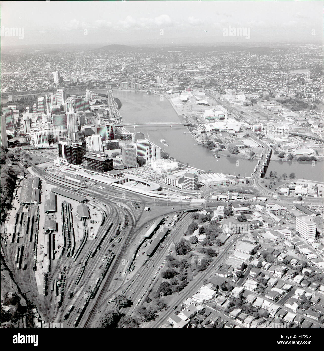Brisbane vom Himmel, August 1986. Stockfoto