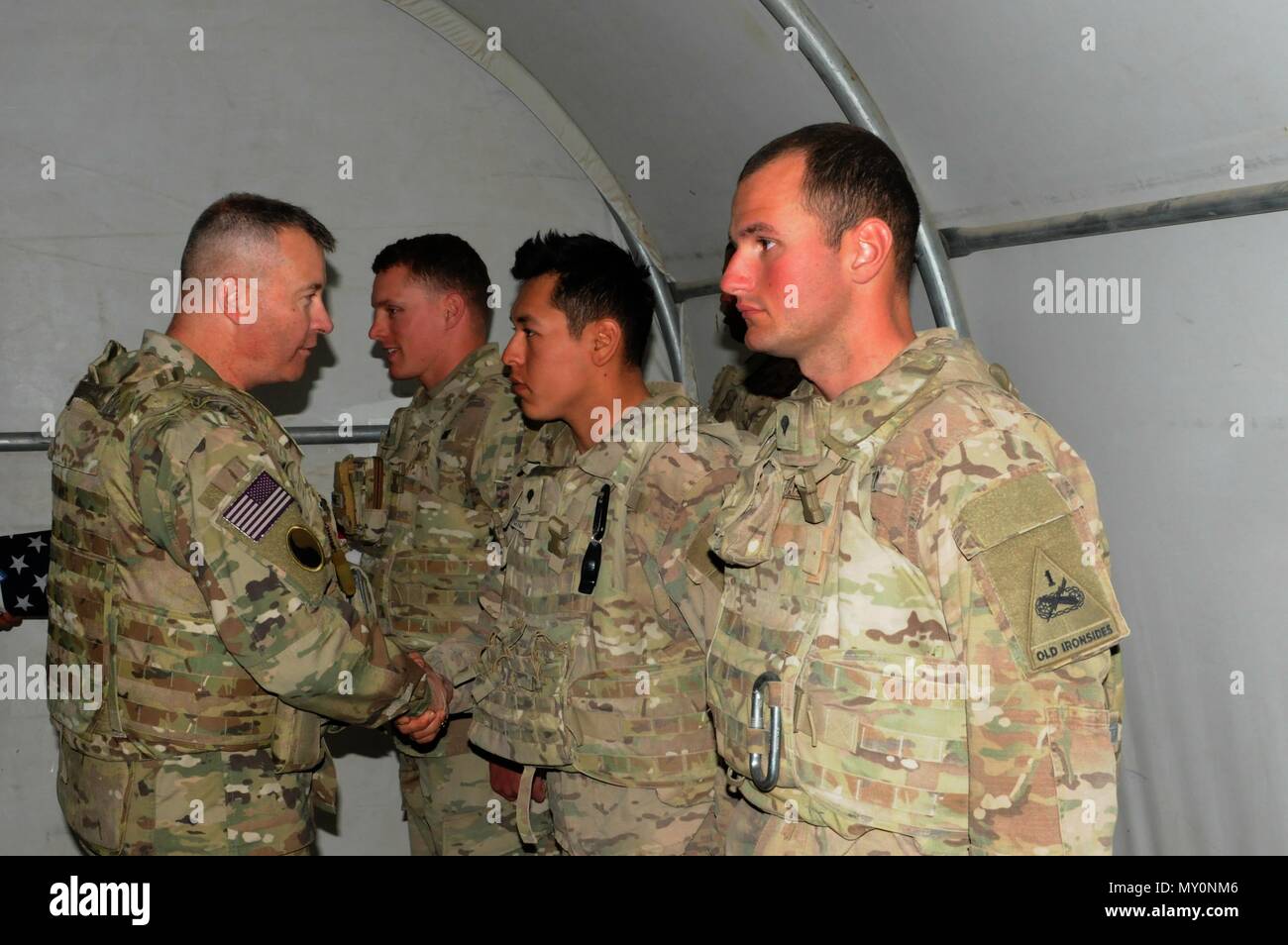 Betrieb Spartan Schild, 29 Infanterie Division, Virginia Army National Guard, Maryland National Guard, Kuwait, Camp Arifjan, Camp Buehring, U.S. Army Central, Task Force Spartan, Kuwait, Spartan Schild, ARCENT, Central Command, Stockfoto