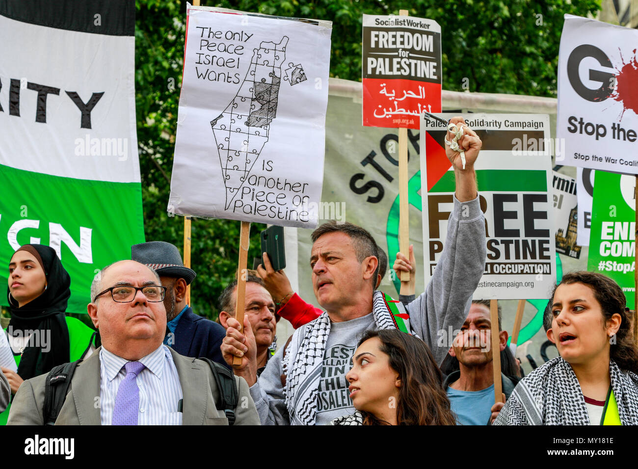 London, England. 5. Juni 2018. Palästinensische Kampagne der Solidarität Protest, London Protest: Freies Palästina - Stopp der Tötung - Stop Bewaffnung Israels. Quelle: Brian Duffy/Alamy leben Nachrichten Stockfoto