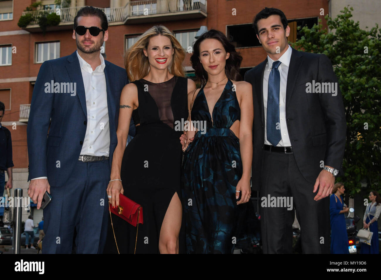 Mailand, Italien. 06 Juni, 2018. Mailand, Convivio gala Abend. In der Bild: Michelle Hunziker, Tomaso Trussardi, Aurora Ramazzotti, Goffredo Cerza Credit: Unabhängige Fotoagentur/Alamy leben Nachrichten Stockfoto